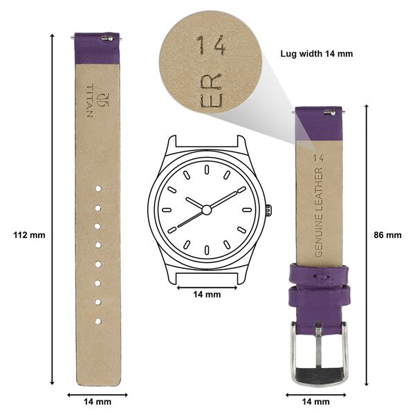 14 mm Purple Genuine Leather Strap for Women - image number 1