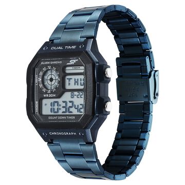 Sonata Hexa Digital Black Dial Blue Color Stainless Steel Strap Watch For Unisex