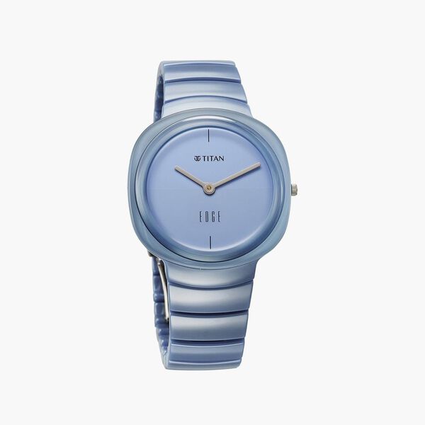 Titan Edge Squircle Quartz Analog Blue Dial Blue Ceramic Strap Watch For Women - image number 0