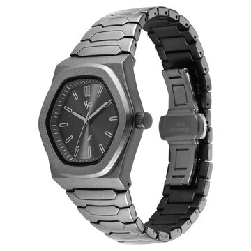Vyb Limitless By Fastrack Quartz Analog Grey Dial Grey Metal Strap Watch For Guys