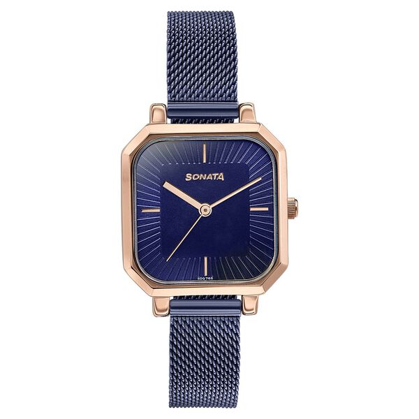 Sonata Modern Edit Quartz Analog Blue Dial Stainless Steel Strap Watch For Women - image number 1