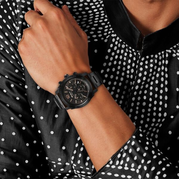 Titan Octane Classic Sporty Quartz Chronograph Black Dial Stainless Steel  Strap watch for Men