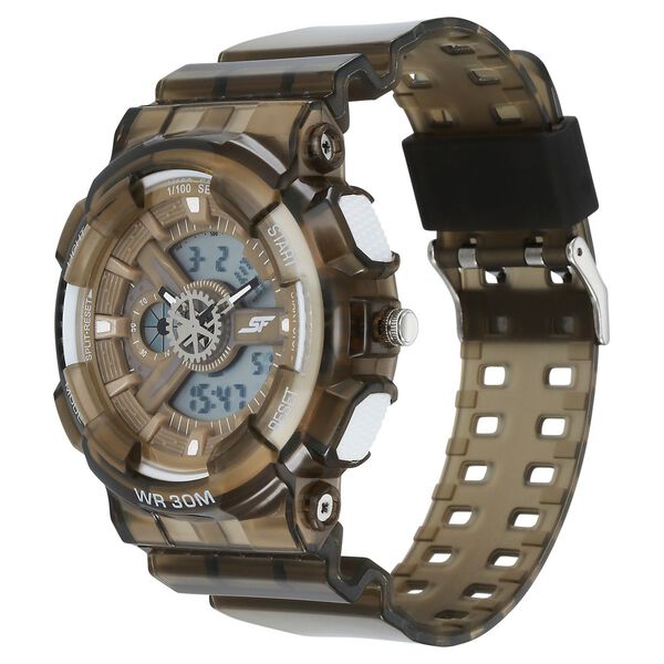 Sonata SF Spectra Quartz Digital Brown Dial Translucent Brown Polyether Strap Watch For Men - image number 1
