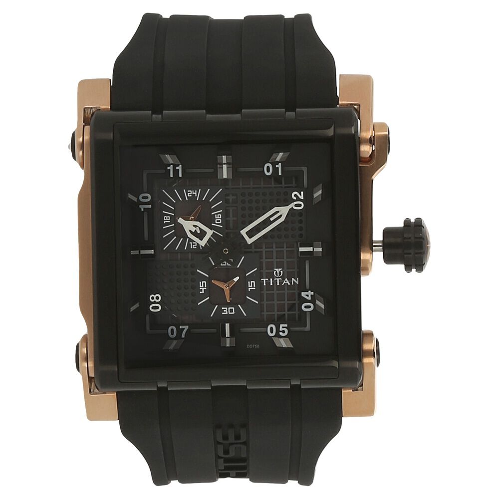 Buy Online Titan Quartz Multifunction Black Dial Silicone Strap Watch for Men nh1635kp03 Titan