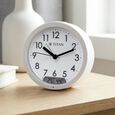 Titan Alarm Clock - Analog Round Table Clock With Digital Lcd Screen For Temperature Humidity, White Dial And Case - image number 0