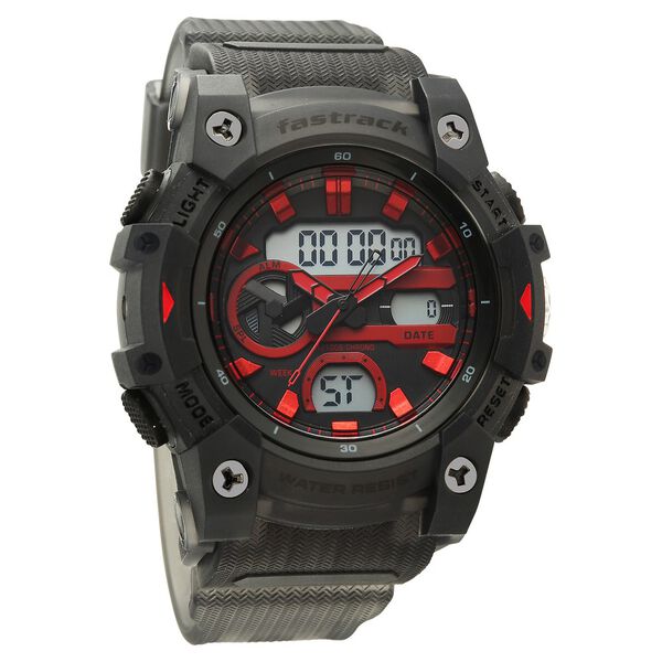 Fastrack StreetStyle Quartz Analog Digital Black Dial Black Polyether Strap Watch For Guys - image number 1