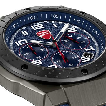 Ducati Quartz Chronograph Blue Dial Black Silicone Strap Watch For Men