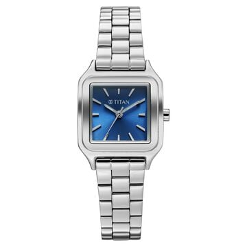 Titan Workwear Essentials Quartz Analog Blue Dial Silver Stainless Steel Strap Watch For Women