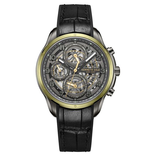 Kenneth Cole Quartz Multifunction Grey Dial Leather Strap Watch for Men - image number 0