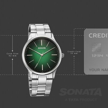 Sonata Aspire Quartz Analog Green Dial Stainless Steel Strap Watch For Men