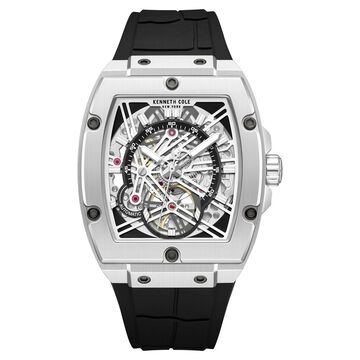 Kenneth Cole Automatic Silver Dial Black Colour Silicone Strap Watch For Men