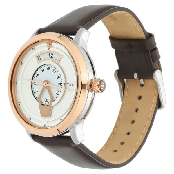 Titan Maritime White Dial Analog Leather Strap Watch for Men - image number 2