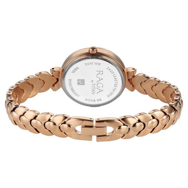 Titan Raga Showstopper Quartz Analog Rose Gold Dial Rose Gold Metal Strap Watch For Women - image number 4