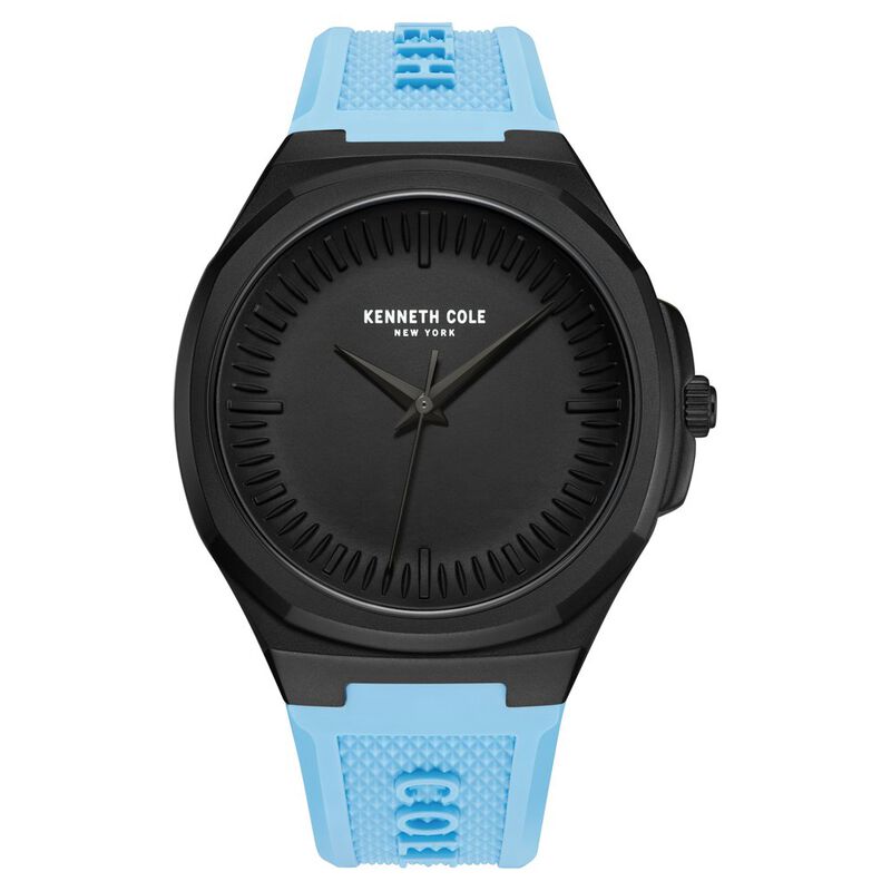 Kenneth Cole Quartz Analog Black Dial Blue Silicone Strap Watch For Men