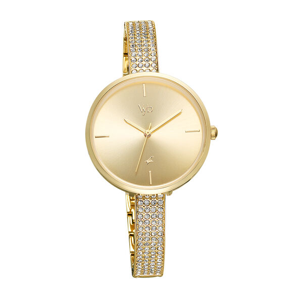Fastrack Vyb Starlet Quartz Analog Golden Dial Metal Strap Watch for Girls - image number 1