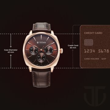 Titan Classique Suave Quartz Brown Dial Brown Leather Strap Watch for Men