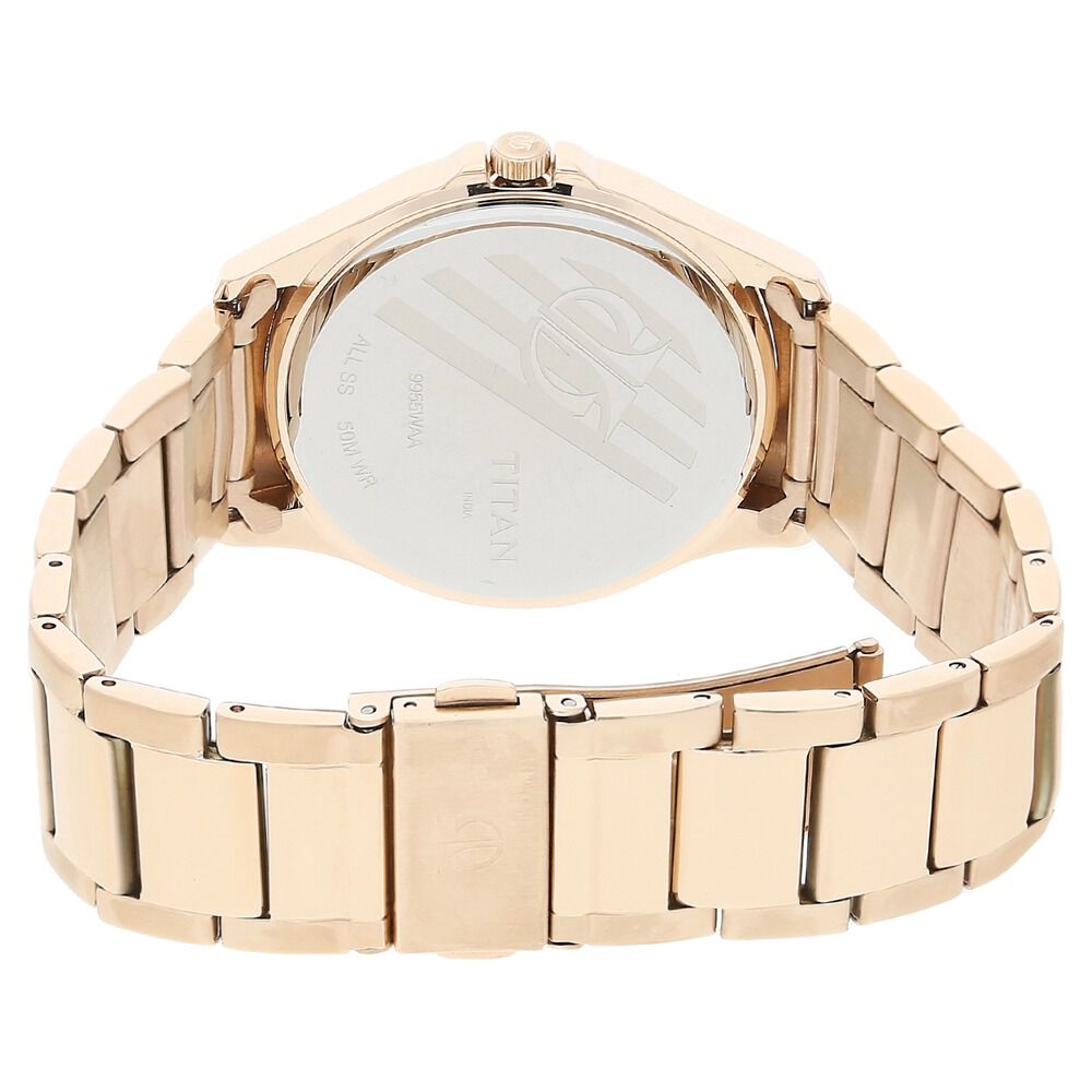Buy Online Titan Quartz Analog Rose Gold Dial Stainless Steel Strap Watch for Women nr9955wm01 Titan