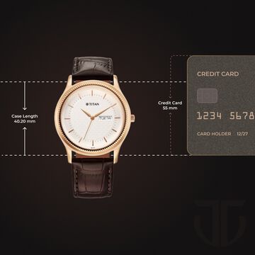 Titan Karishma Quartz Analog with Day and Date Silver Dial Leather Strap Watch For Men