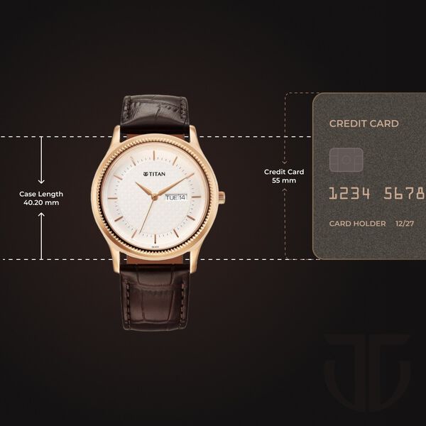 Titan Karishma Quartz Analog with Day and Date Silver Dial Leather Strap Watch For Men - image number 2