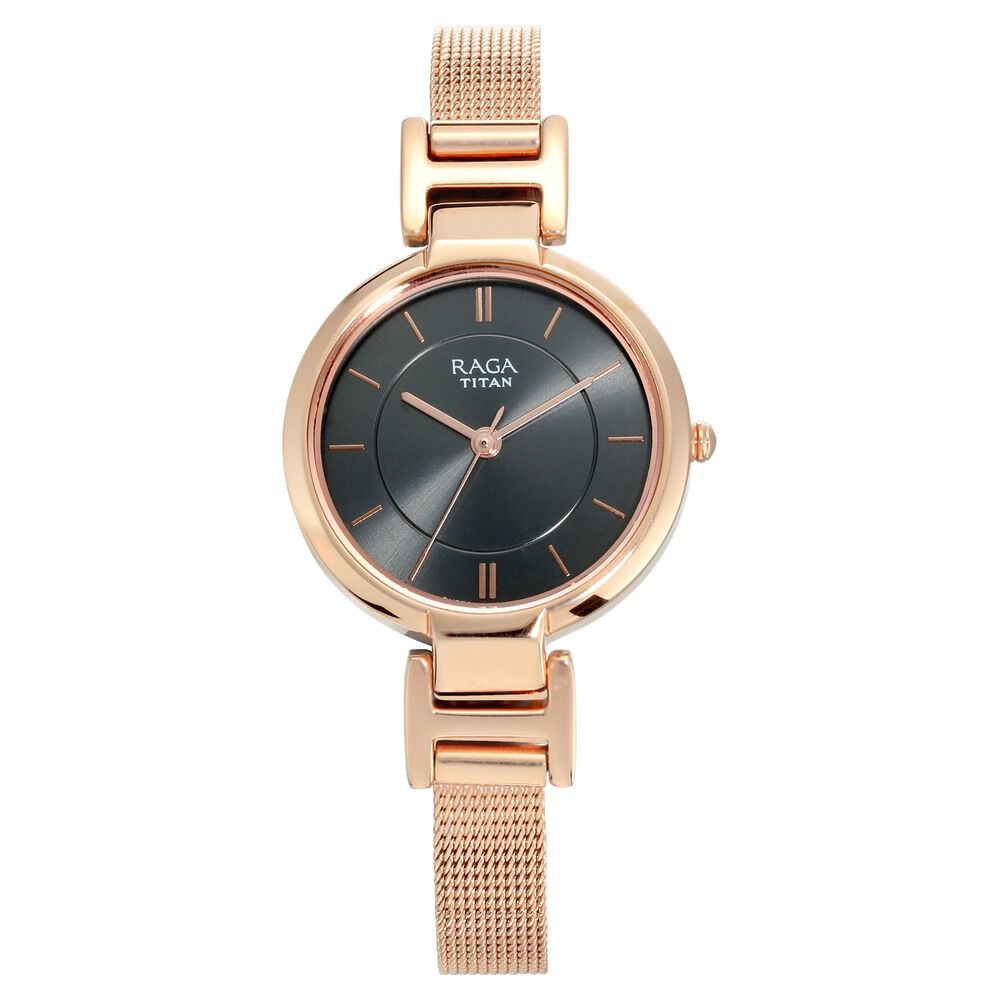 Buy Online Titan Quartz Analog Brown Dial Metal Strap Watch for