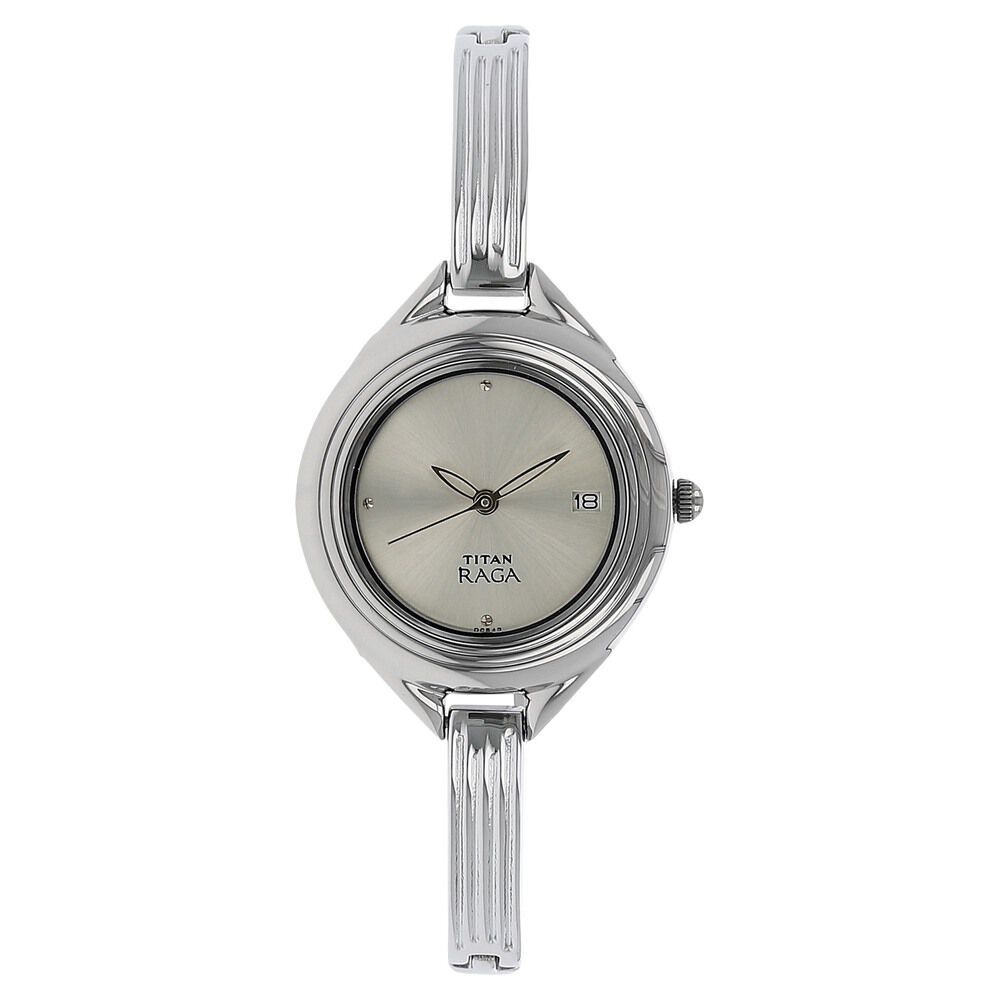 Buy Online Titan Quartz Analog with Date Silver Dial Metal Strap Watch for Women nk2513sm01 Titan