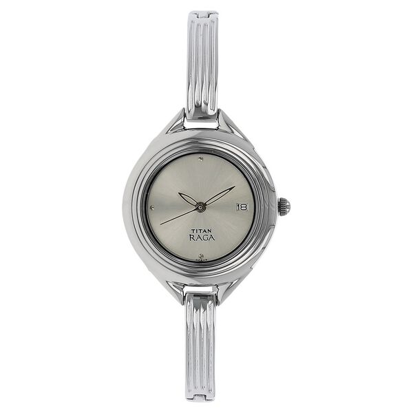 Titan Quartz Analog with Date Silver Dial Metal Strap Watch for Women - image number 0