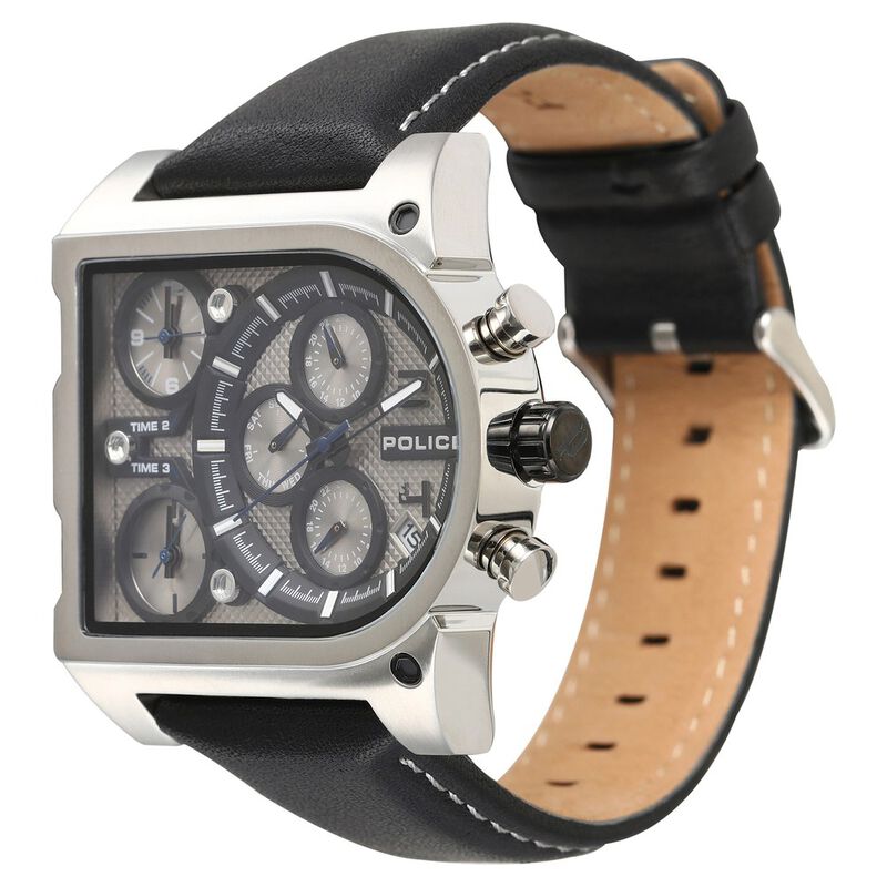 Police Quartz Multifunction Silver Dial Leather Strap Watch for Men - image number 2