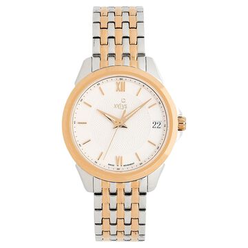 Xylys Swiss Analog with Date Two Toned Stainless Steel Strap White Dial Watch for Women