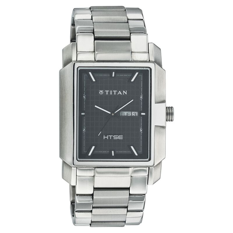 Titan HTSE Black Dial Solar Powered Stainless Steel Strap watch for Men