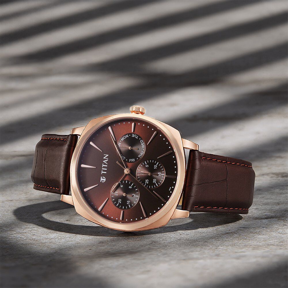 Buy Online Titan Classique Suave Quartz Brown Dial Brown Leather