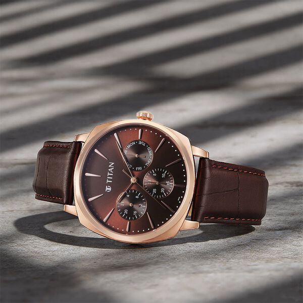 Titan Classique Suave Quartz Brown Dial Brown Leather Strap Watch for Men - image number 0
