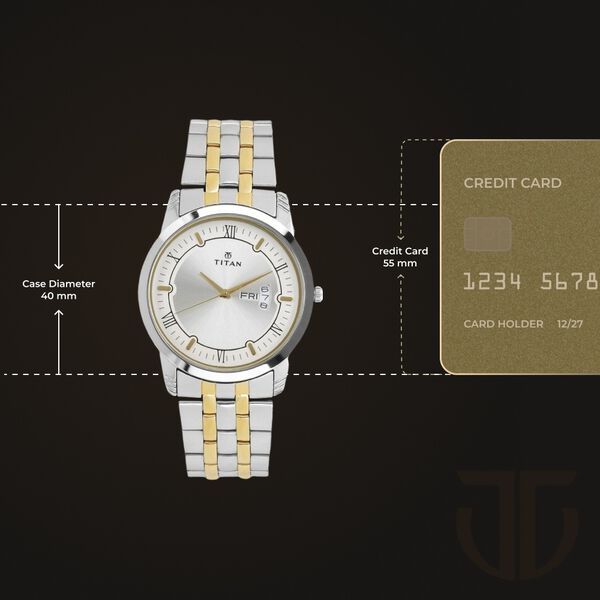Titan Metal Silver Analog with Day and Date Stainless Steel Strap Watch for Men - image number 2