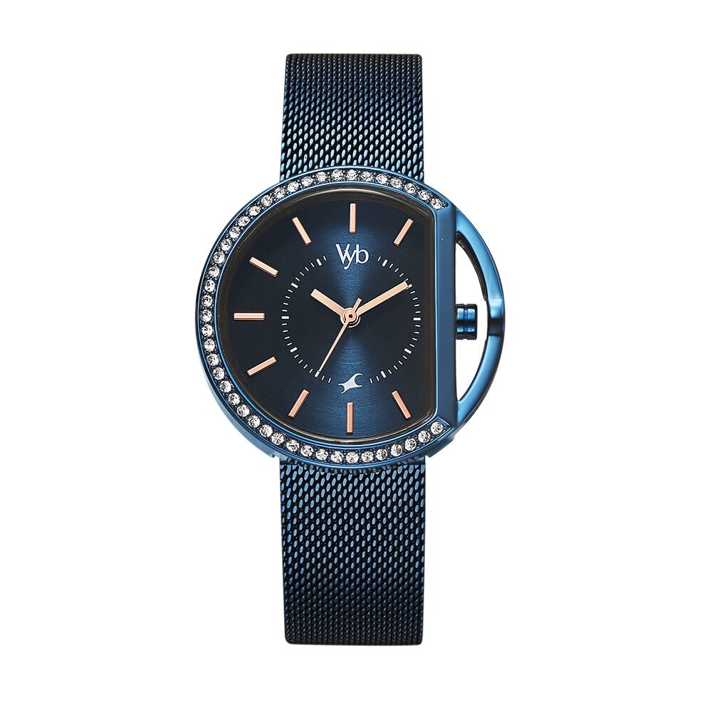 Vyb by Fastrack Quartz Analog Blue Dial Stainless Steel Strap Watch for Girls