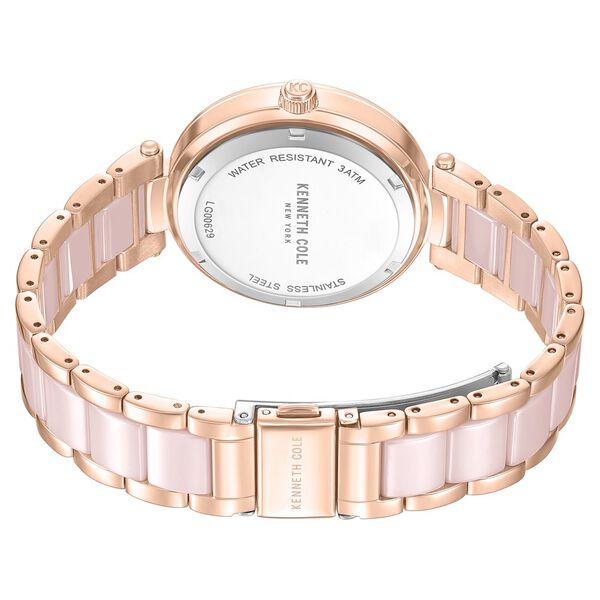 Kenneth Cole Quartz Analog Pink Dial Pink Stainless Steel & Ceramic Strap Watch For Women - image number 4