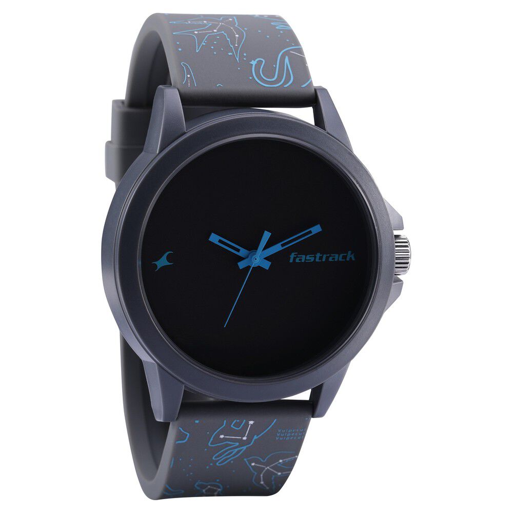 Fastrack Space Rover Quartz Analog Black Dial Silicone Strap Unisex Watch