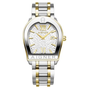 Aigner Verona Due Quartz Analog with Date Silver Dial Two Toned Stainless Steel Strap Watch For Men