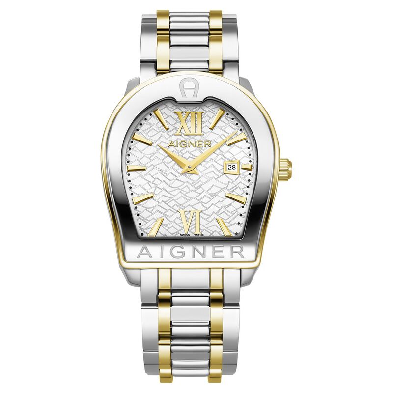 Aigner Verona Due Quartz Analog with Date Silver Dial Two Toned Stainless Steel Strap Watch For Men