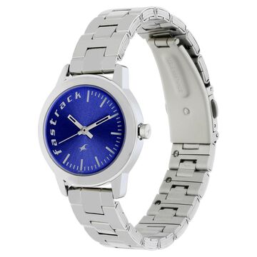 Fastrack Fundamentals Quartz Analog Blue Dial Stainless Steel Strap Watch for Girls