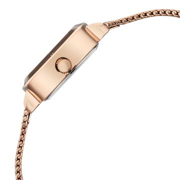 Vyb Seeker By Fastrack Quartz Analog Rose Gold Dial Metal Strap Watch For Girls