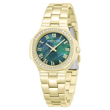 Kenneth Cole Quartz Analog Green Mother of Pearl Dial Golden Stainless Steel Strap Watch For Women