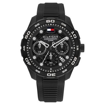 Tommy Hilfiger Quartz Chronograph Black Dial Black Silicone Strap Watch For Men