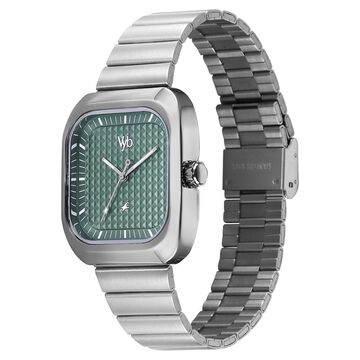 Fastrack Vyb Maverick Quartz Analog Green Dial Metal Strap Watch For Guys