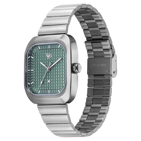 Fastrack Vyb Maverick Quartz Analog Green Dial Metal Strap Watch For Guys - image number 4