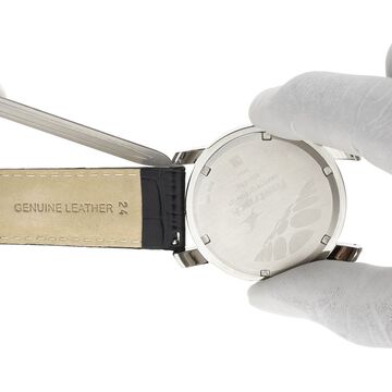 24 mm Black Genuine Leather Strap for Men