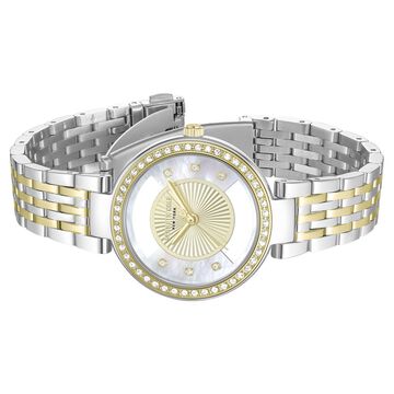 Kenneth Cole Quartz Analog Golden Dial Two Toned Stainless Steel Strap Watch For Women