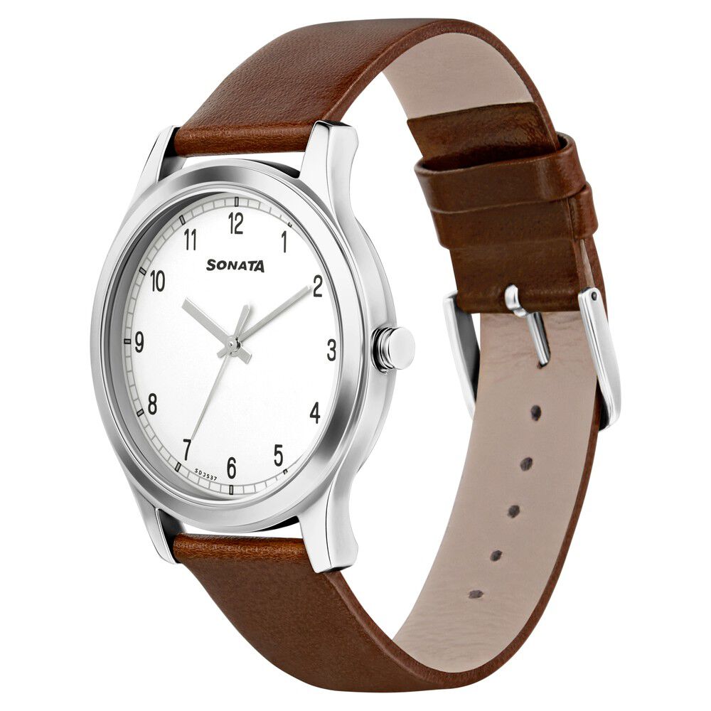 Sonata leather cheap watches for mens