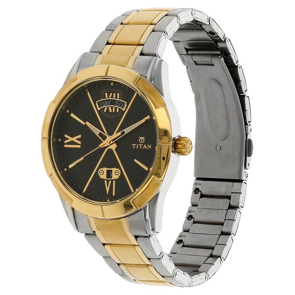 Titan Regal Crest Black Dial Analog with Day and Date Stainless Steel Strap Watch for Men - image number 1