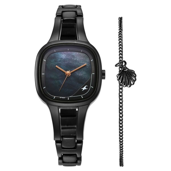 Fastrack Pulse Quartz Analog Mother Of Pearl Dial Black Metal Strap Watch For Girls - image number 0