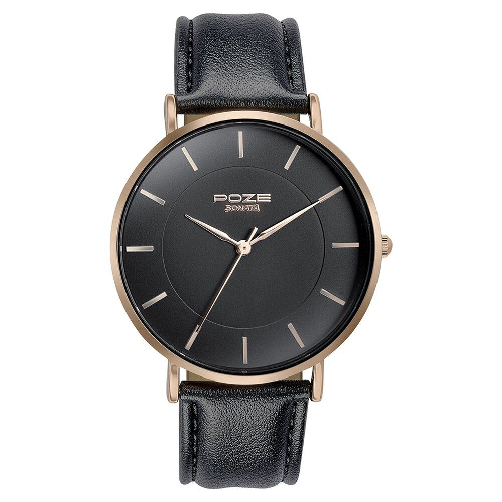 Sonata leather watches for mens sale