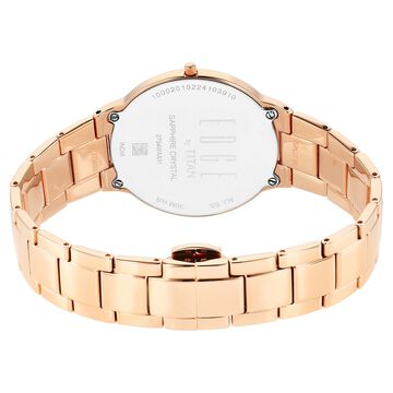 Titan Edge Metal Ladies Allure Quartz Analog Mother Of Pearl Round Shaped Dial Rose Gold Stainless Steel Strap Watch For Women